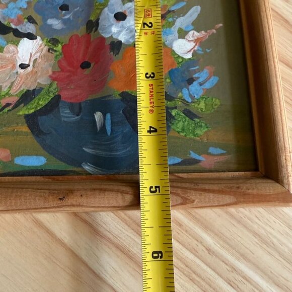 Vintage 60's Polish Floral Painting In Wood Frame by Local Artist. - Picture 8 of 8